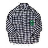 Оверсайз рубашка с шерстью SoWhat? / Серая клетка - фото 44274