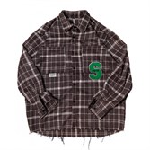 Оверсайз рубашка с шерстью SoWhat? / Коричневая клетка - фото 44276